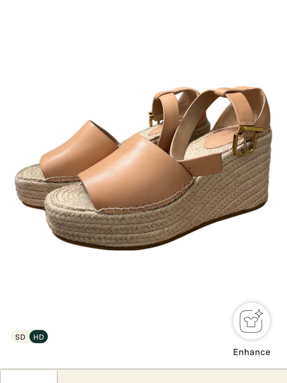 & Other Stories Tan Leather Espadrille Wedge Sandals